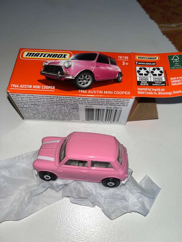 Matchbox Mini Cooper pink.  Boxed imported