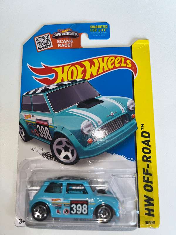 Hot wheels long card import.  Mini Cooper.  Turquoise