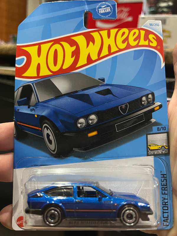 Hot wheels alpha Romeo GTV blue long card import