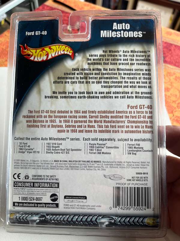 Hot wheels Ford GT 40 Auto Milestones