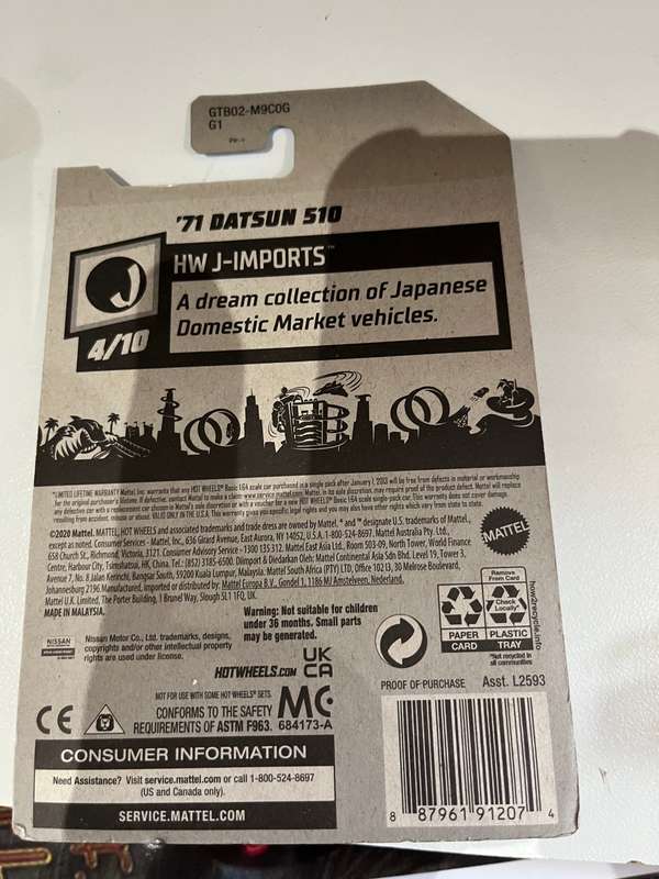 Hot wheels Datsun Bluebird long card import