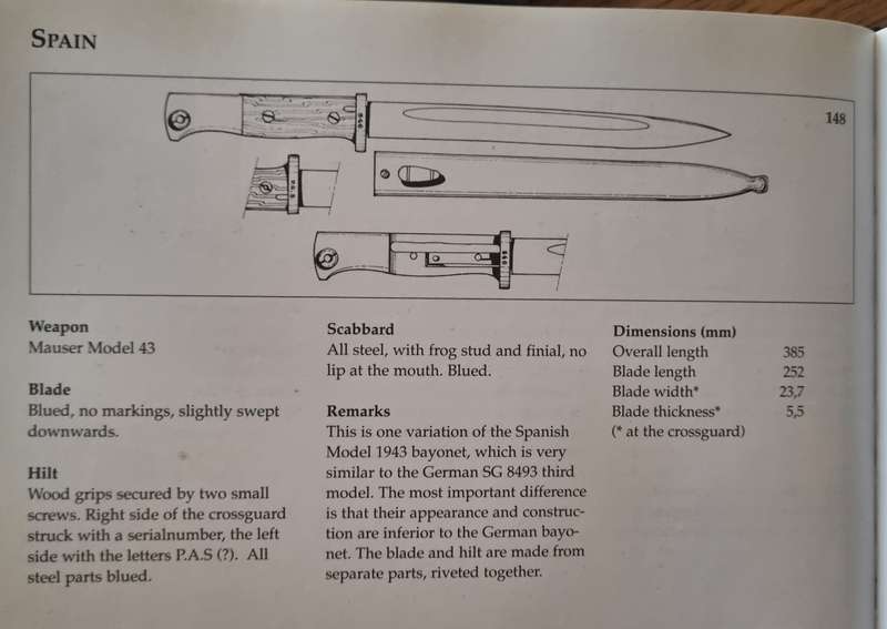 SPANISH M1943 MAUSER BAYONET