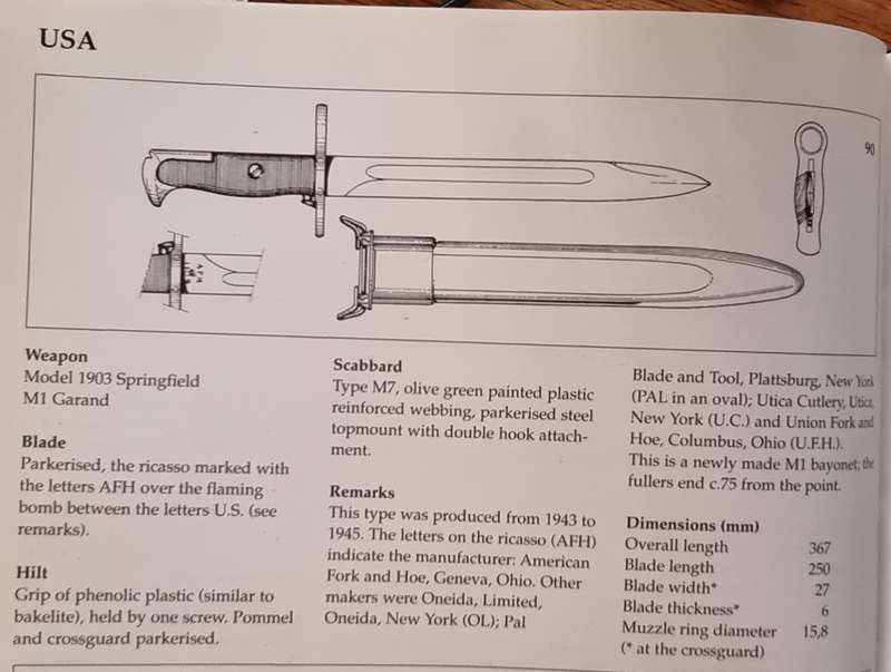 US M1 BAYONET FROM WW2