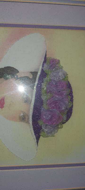 Framed art  with real cloth and flowers