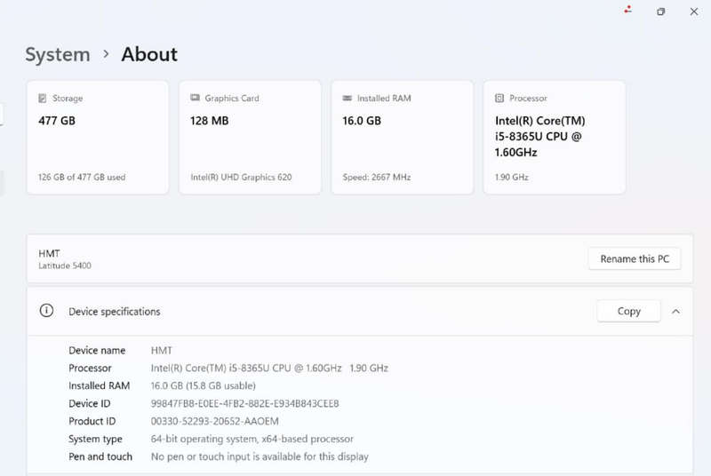 Dell Latitude 5400 i5 8th Gen Laptop