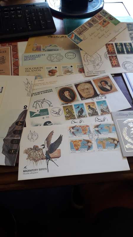Stamps + FDC combo  RSA + Desk clearing + extras