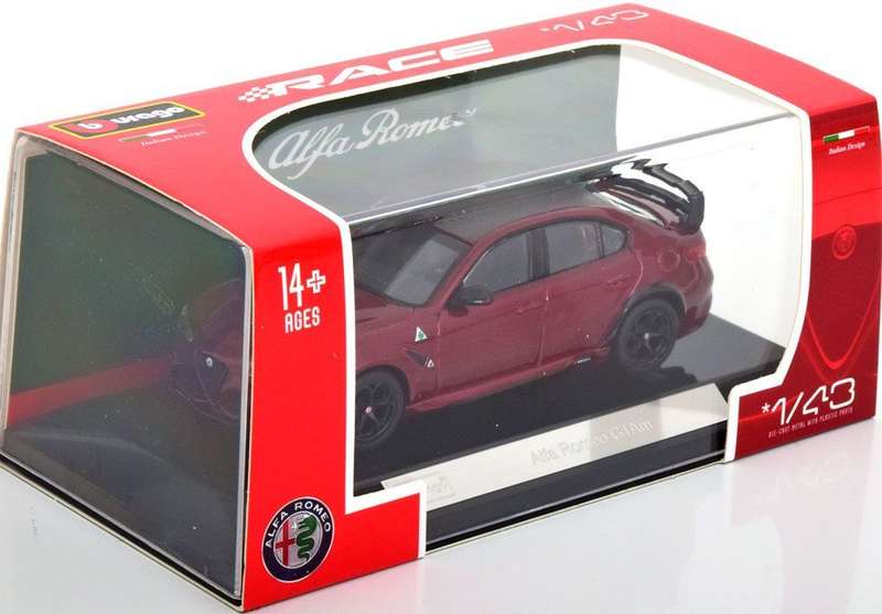 Alfa Romeo Giulia GTAm 2020 red metallic 1/43 Bburago NEW+boxed #6090 instant wheels