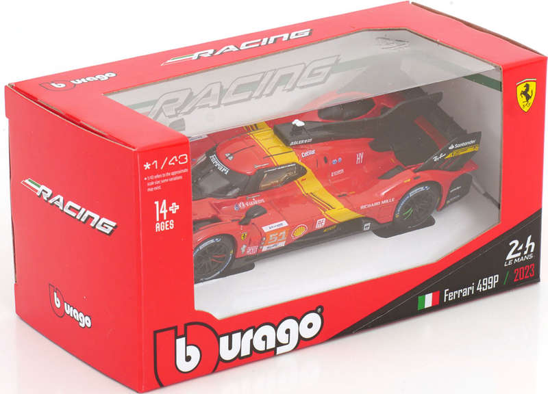 Ferrari 499P 3.0 Turbo V6  24h LeMans 2023 red 1/43 Bburago LeMans NEW+boxed  #6096 instant wheels