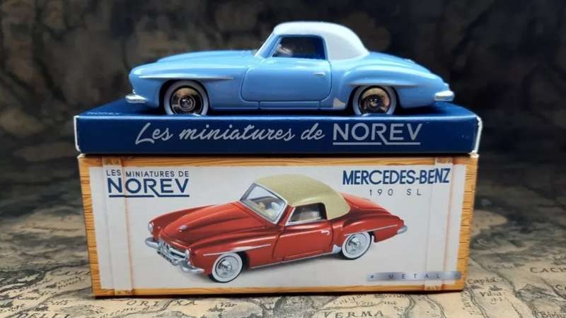 Mercedes-Benz 190SL 1956 grey/blue 1/43 Norev NEW+boxed #6112 instant wheels