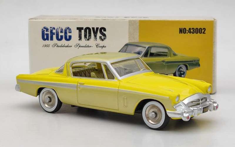 Studebaker Speedster Coupe 1955 yellow+gold 1/43 GFCC TOYS NEW+boxed #6113 instant wheels