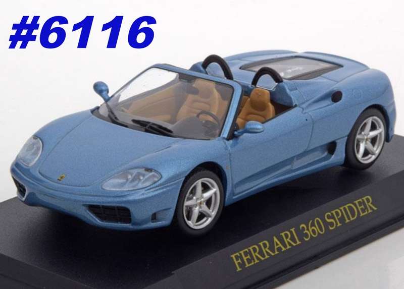 Ferrari 360 Spider 2008 lt.blue-met 1/43 IXO/Altaya NEWinBlister #6116 instant wheels