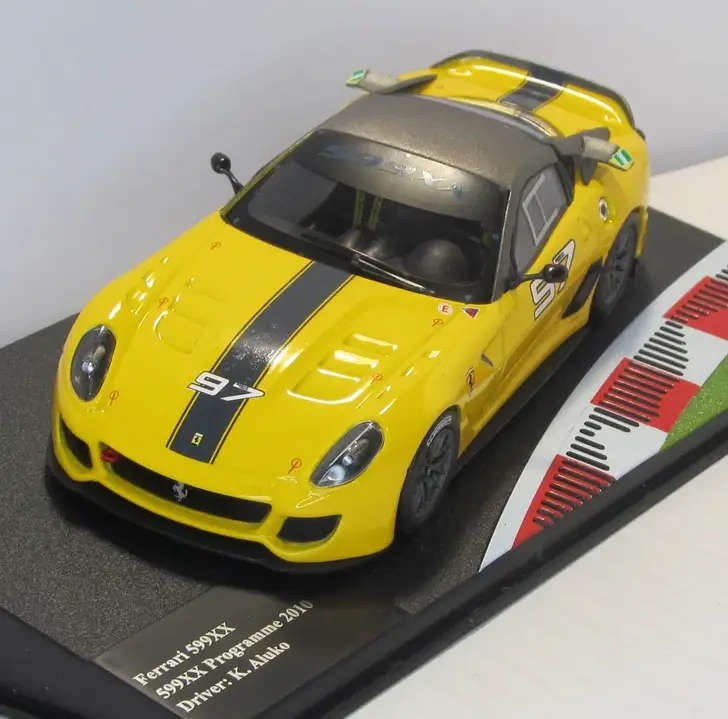 Ferrari 599XX #97 (K.Aluko) 2010 yellow  1/43 IXO/Altaya NEW+boxed #6123 instant wheels
