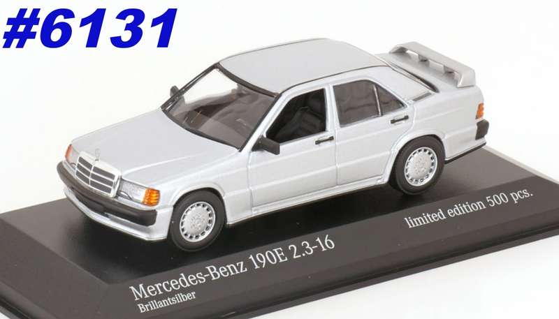 Mercedes-Benz 190E 2.3-16 (W201) 1984 silver 1/43 Minichamps NEW+boxed #6131 instant wheels