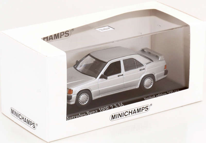 Mercedes-Benz 190E 2.3-16 (W201) 1984 silver 1/43 Minichamps NEW+boxed #6131 instant wheels