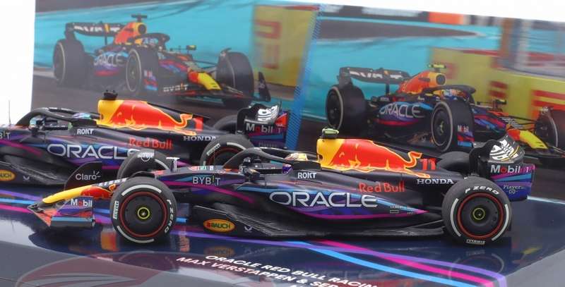 RedBull RB19 F1 2023 M.Verstappen/#1+S.Perez/#11 2carset 1/43 Bburago NEW+boxed #6134 instant wheels