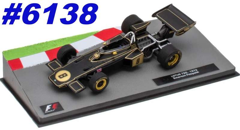 Lotus 72D F1  #8 (E.Fittipaldi) 1972 black/gold 1/43 IXO/Altaya NEW+boxed #6138 instant wheels