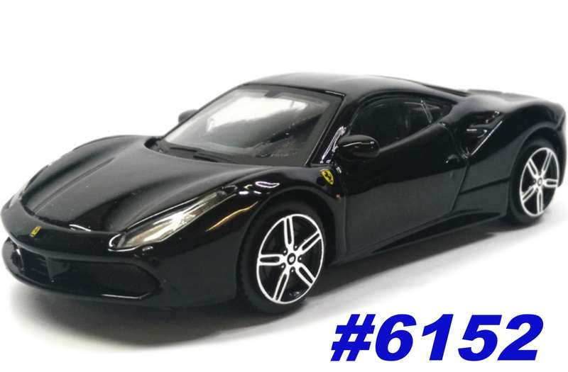 Ferrari 488 GTB 2018 black 1/43 Bburago NEW+boxed #6152 instant wheels