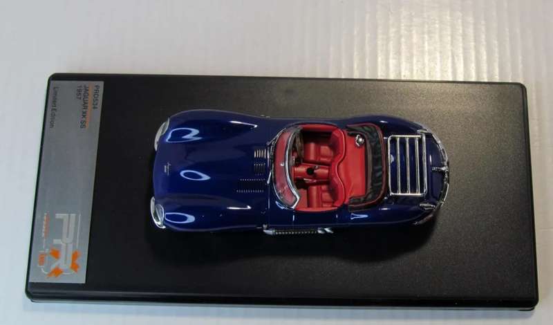 Jaguar XK SS covertible 1957 blue metallic 1/43 IXO/PremiumX NEW+boxed #6157 instant wheels