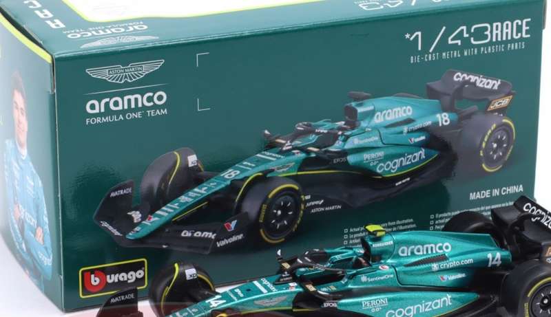 Aston Martin AMR23 #14 F1 2023 1/43 Bburago NEW+boxed #6169 instant wheels
