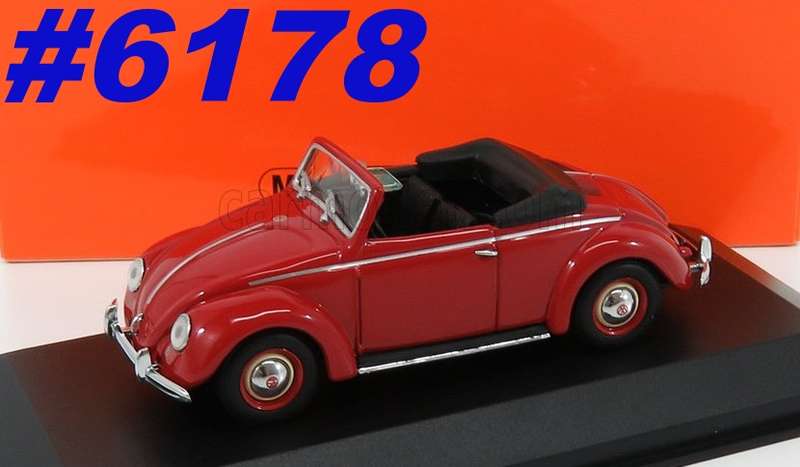 Volkswagen Hebmueller Cabriolet 1950 red 1:43 Minichamps/Maxichamp NEW+boxed #6178 instant wheels
