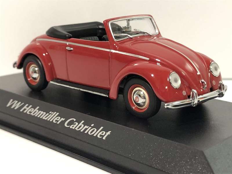 Volkswagen Hebmueller Cabriolet 1950 red 1:43 Minichamps/Maxichamp NEW+boxed #6178 instant wheels
