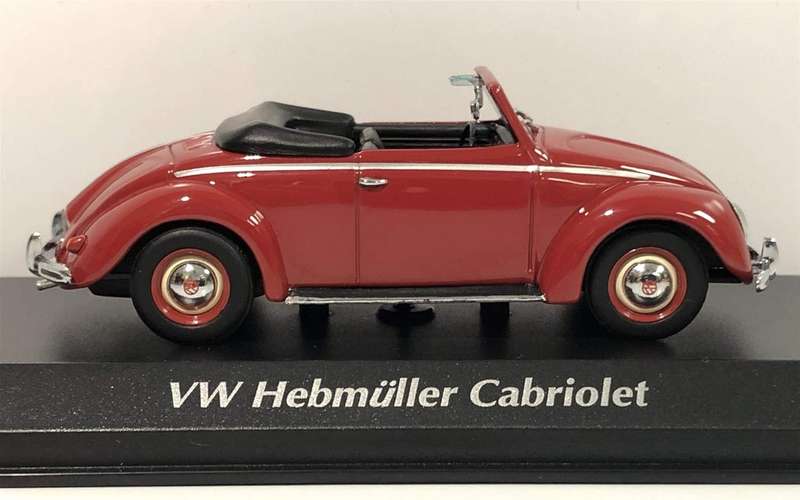 Volkswagen Hebmueller Cabriolet 1950 red 1:43 Minichamps/Maxichamp NEW+boxed #6178 instant wheels