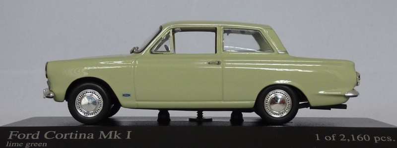 Ford Cortina Mk.I 1962 pale green 1/43 Maxichamps/Minichamps NEW+boxed #6185 instant wheels