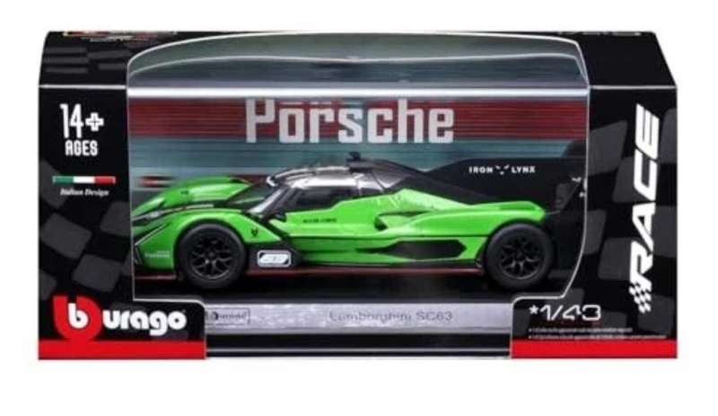 Lamborghini SC63 LMDh (#63) 2023 green 1/43 Bburago NEW+boxed #6217 instant wheels