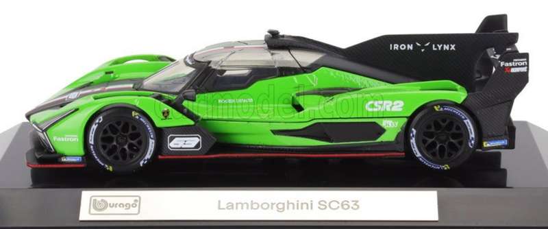 Lamborghini SC63 LMDh (#63) 2023 green 1/43 Bburago NEW+boxed #6217 instant wheels