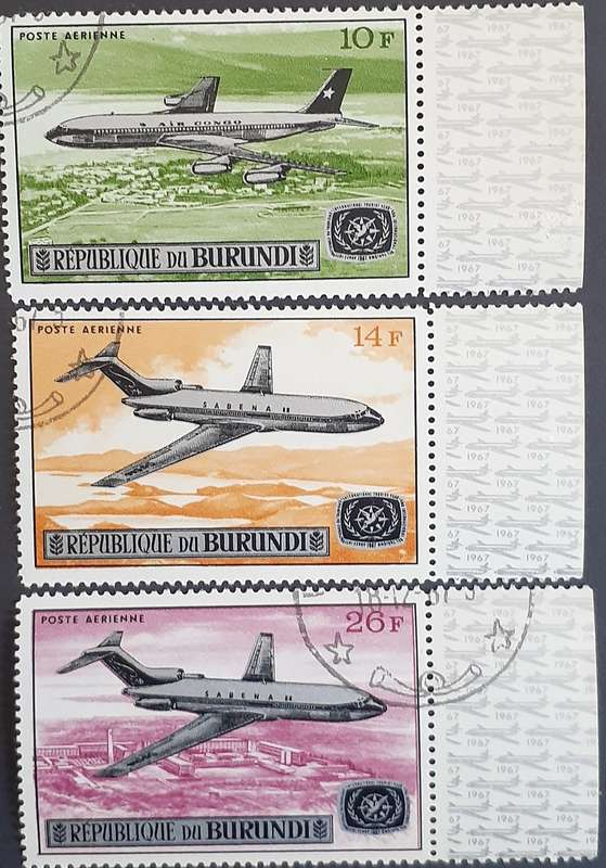 Stamp - Burundi x 3 - Aero 1967 - MNH - CTO
