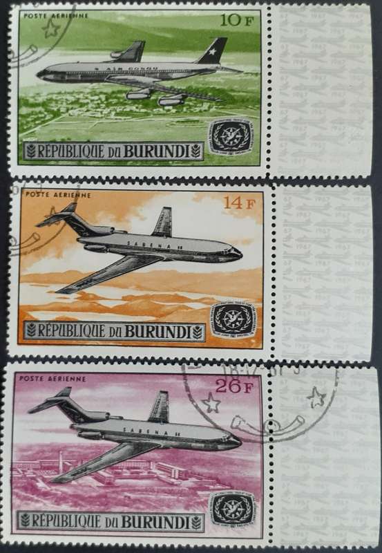 Stamp - Burundi x 3 - Aero 1967 - MNH - CTO