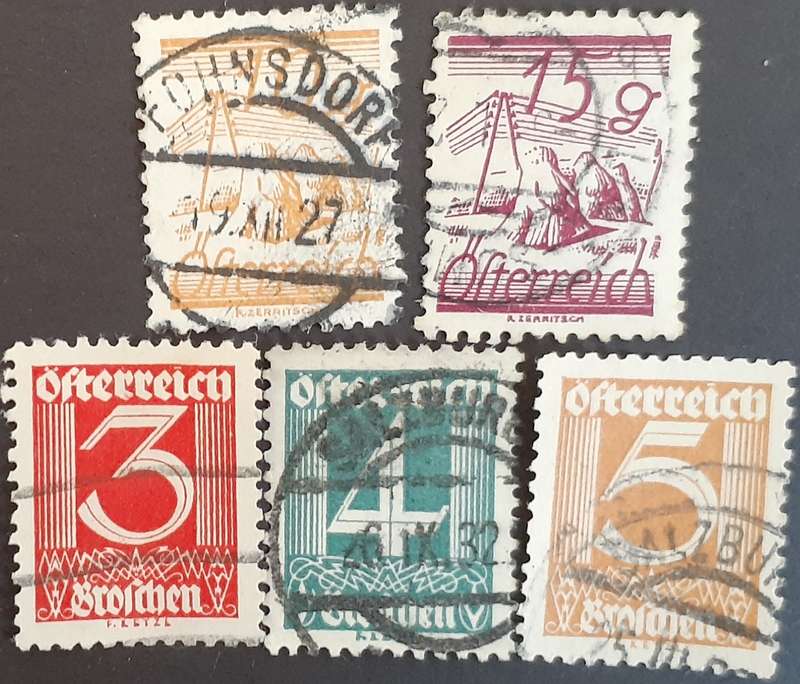 Stamp - Austria - Values x 5 - 1925 - Used