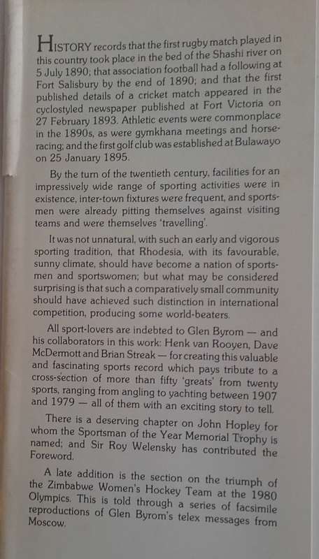 Book - Rhodesian Sports Profiles - 1907-1979.