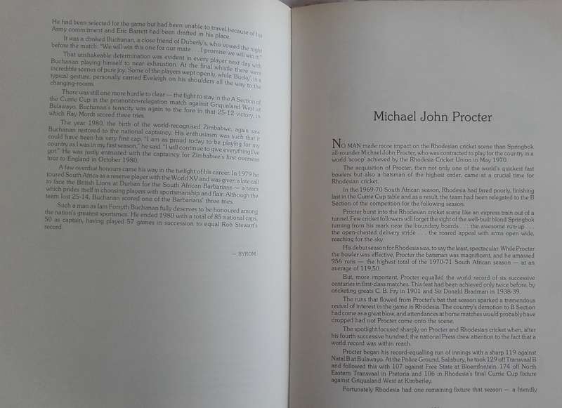 Book - Rhodesian Sports Profiles - 1907-1979.