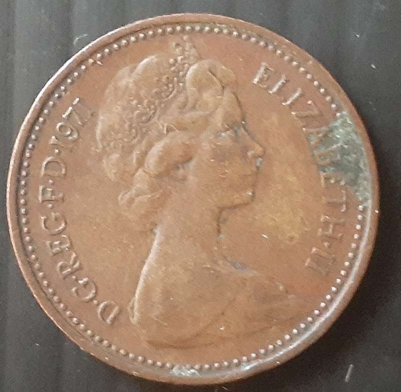Coin - UK - 2 x New Penny - 1971 - used