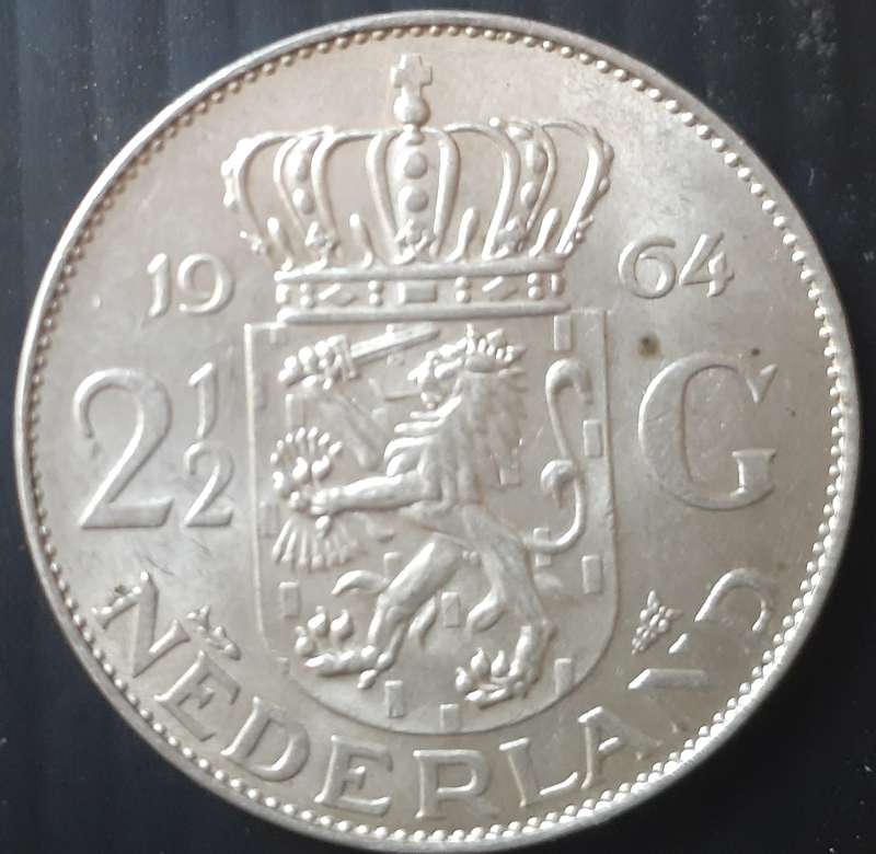Coin - Netherlands - 2.5 Gulden - 1964 - silver