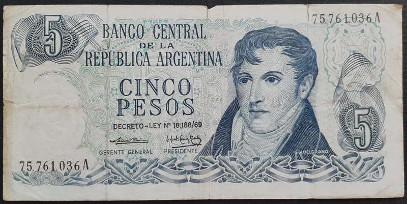 Banknote - Argentina - 5 Pesos - Used