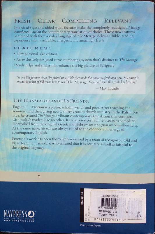 Bible - The Message - SC - Numbered Edtion - 2005