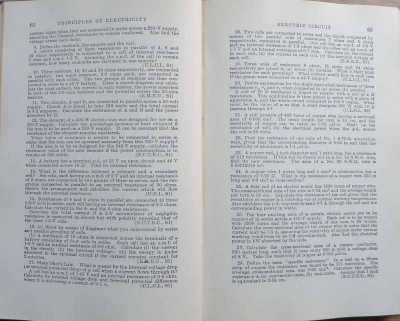 Book - The Principals Of Electricity In M.K.S. Units - 1960