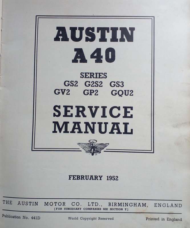 Book - Austin A40 Service Manual - 1952