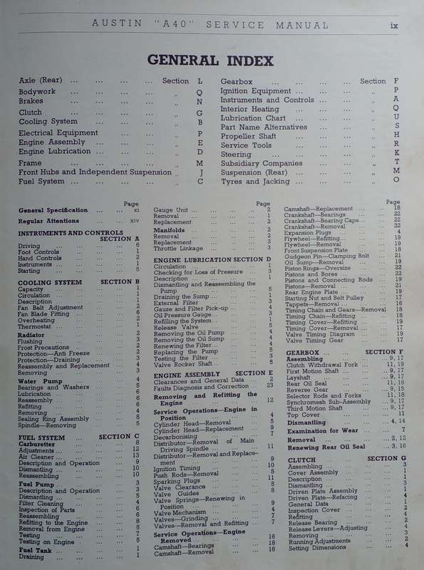 Book - Austin A40 Service Manual - 1952