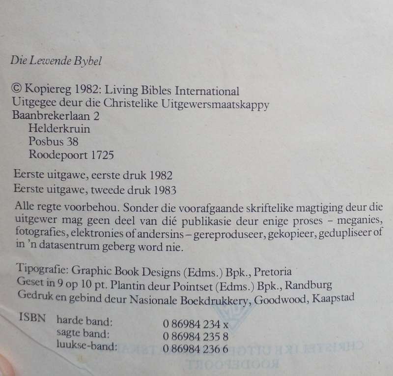 Bible - Die Lewende Bybel - 1983