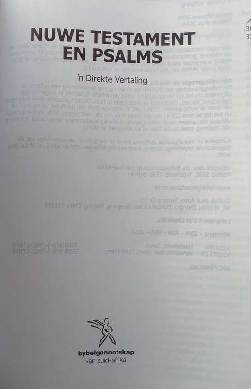 Bible - Nuwe Testament En Psalms - 2014 - Medium Size