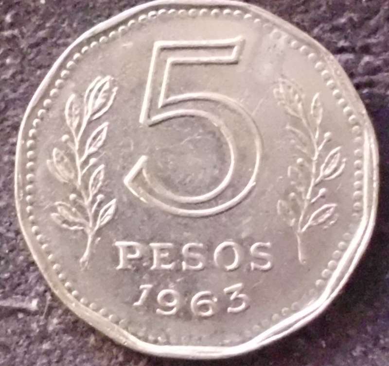 Coin - Argentina - 5 Pesos - 1963