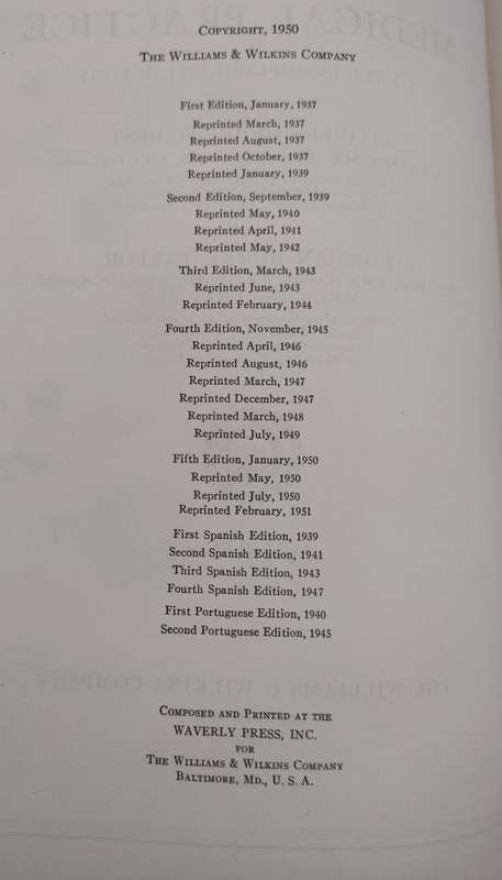 The Physiological basis of Medical Practice: Good condition: Only damage to the sleeve 1950/ 5th ed)