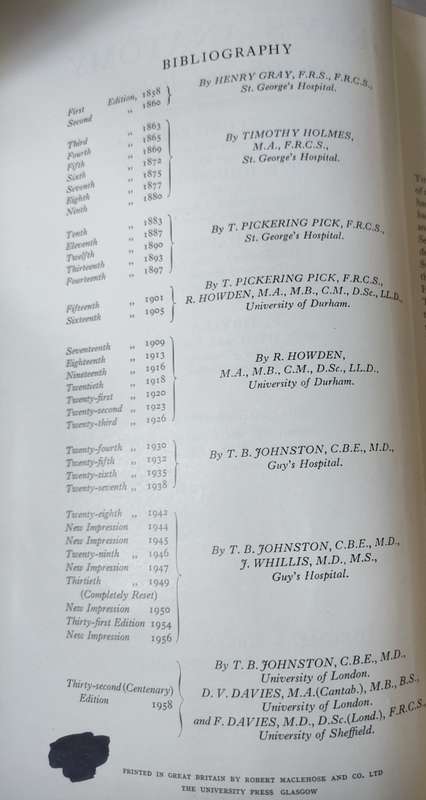 Grays Anatomy: 32 nd Edition: 1958 Good condition: Own a piece of literary history