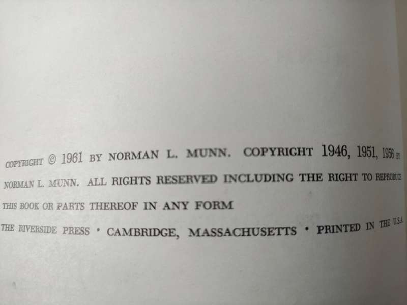 Psychology by Munn: 4th Edition: 1961: Good condition