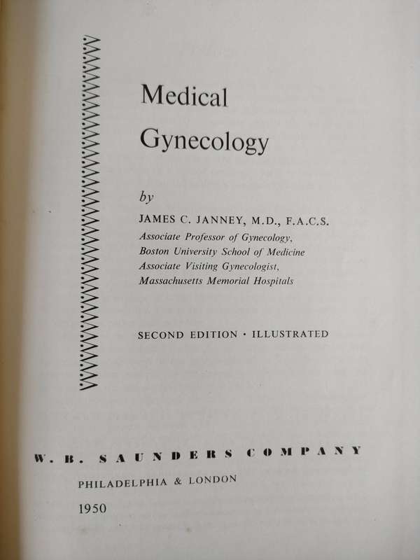Medical Gynecology by Jamney 1950 : 2nd Edition: 1961: Good condition