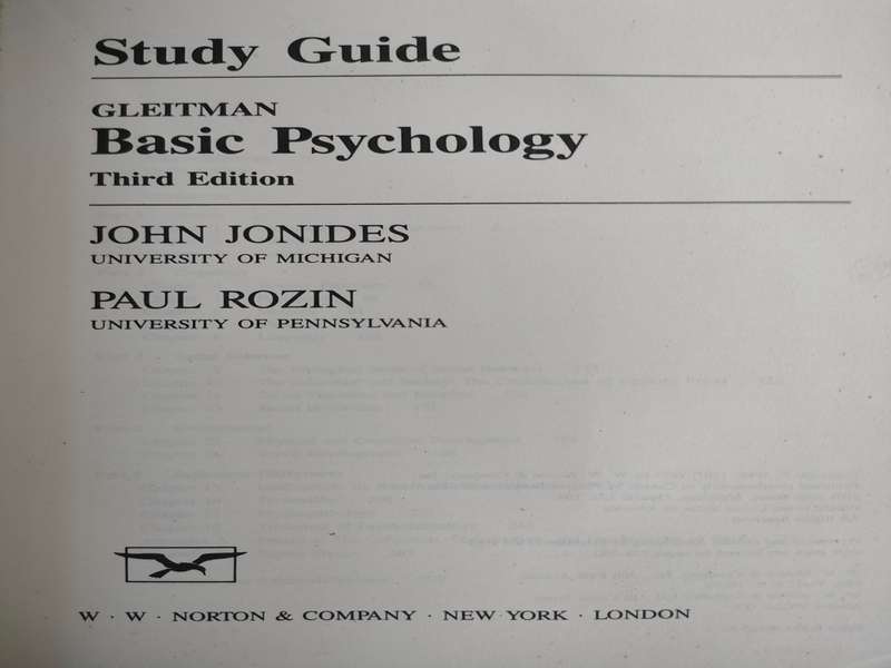 Gleitman Basic Psychology by Jonides and Rozin: 3 rd Edition: Good condition: