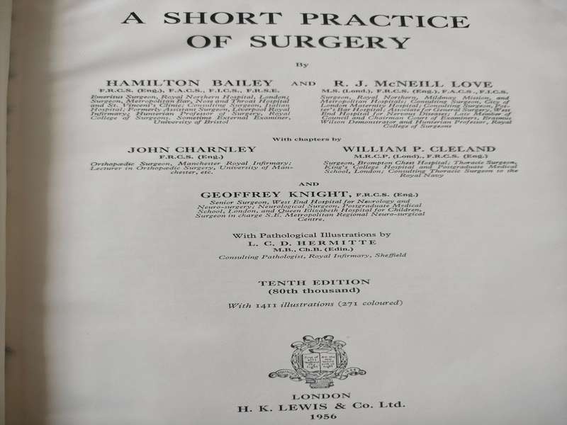 A Short Practice of Surgery by Bailey and Love: 10 th Edition: 1954: Good condition